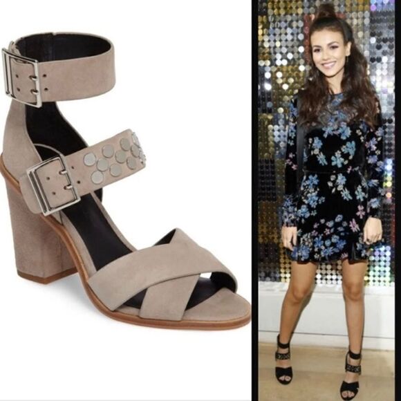 Rebecca Minkoff Jennifer Studded Suede Sandals - Picture 1 of 9